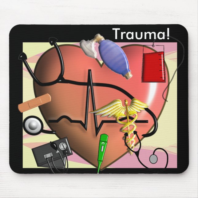 Tapis De Souris Cadeaux d'art d'infirmière de traumatisme (Devant)