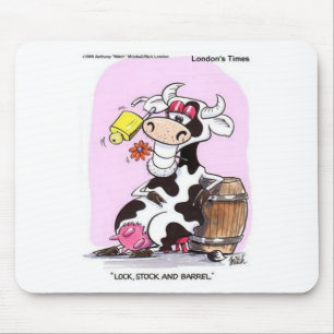 Tapis De Souris Cadeaux de bande dessinée de vache drôle T-shirts 