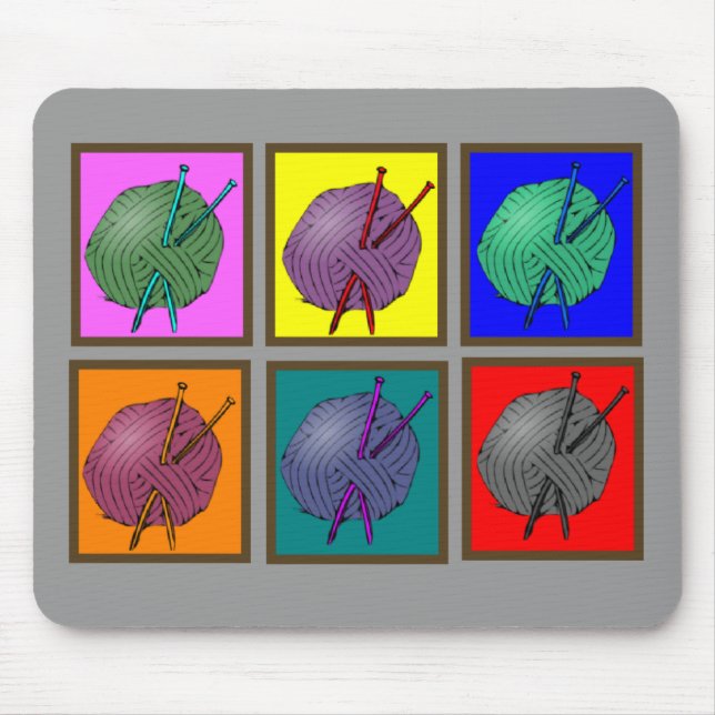 Tapis De Souris Cadeaux de Popart de tricot (Devant)