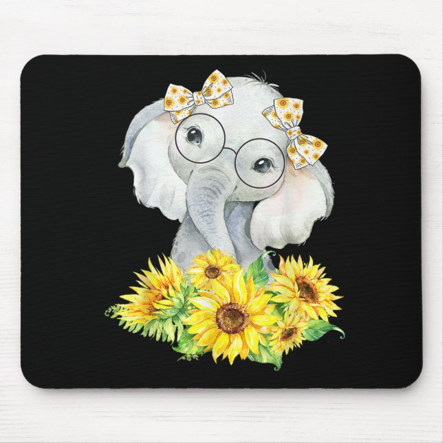 Tapis De Souris Cadeaux de tournesol éléphant (Devant)