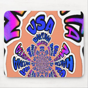 Tapis De Souris Cadeaux graphiques de texte bleu Hakuna Matata USA