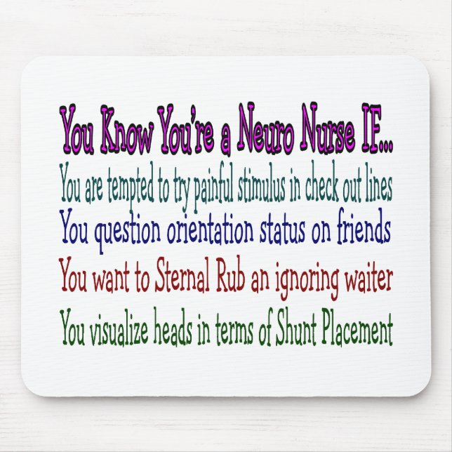 Tapis De Souris Cadeaux hilares d'infirmière de neurologie, (Devant)