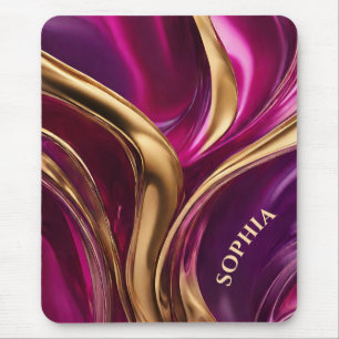 Tapis De Souris Cadeaux modernes pour elle- Fuchsia violet et or-
