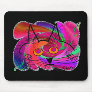 Tapis De Souris Cadeaux noirs d'art d'amoureux de les chats