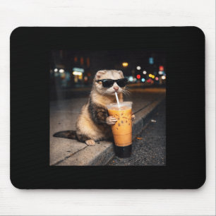 Tapis De Souris Cadeaux pour hommes de furet cool buvant du café a