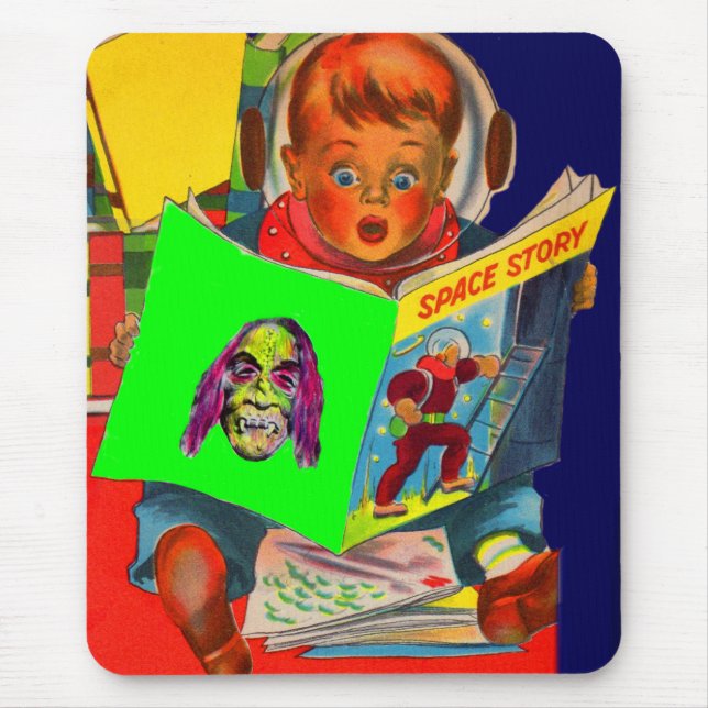 Tapis De Souris cadet de l'espace garçon lecture livre de science (Devant)