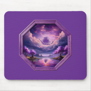Tapis De Souris Cadre Beau Paysage Violet Avec Reflets