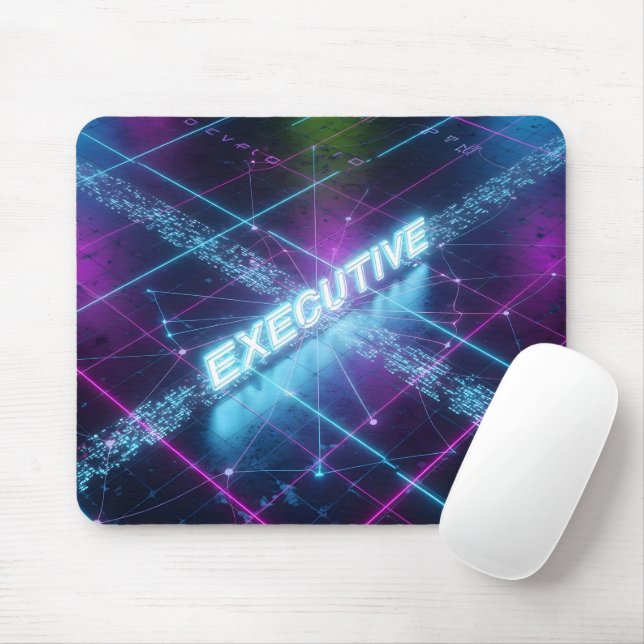 Tapis De Souris Cadre Cyberpunk Néon Bleu Grille Lumineuse (Avec souris)
