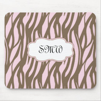 Tapis De Souris Cadre de monogramme rose et Brown