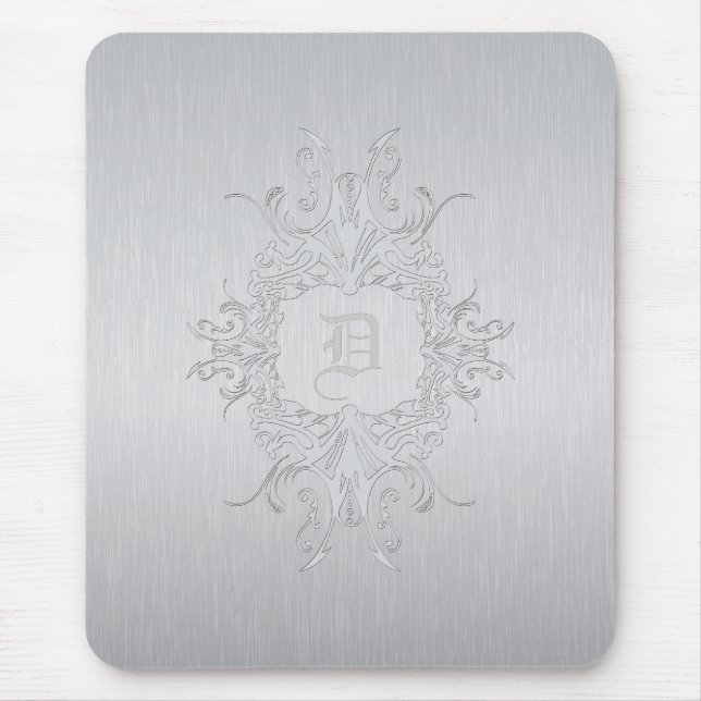 Tapis De Souris Cadre gris et aluminium brossé - Initiale personna (Devant)