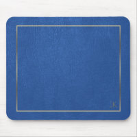 Cadre Or en Cuir Bleu - Monogramme Personnalisé