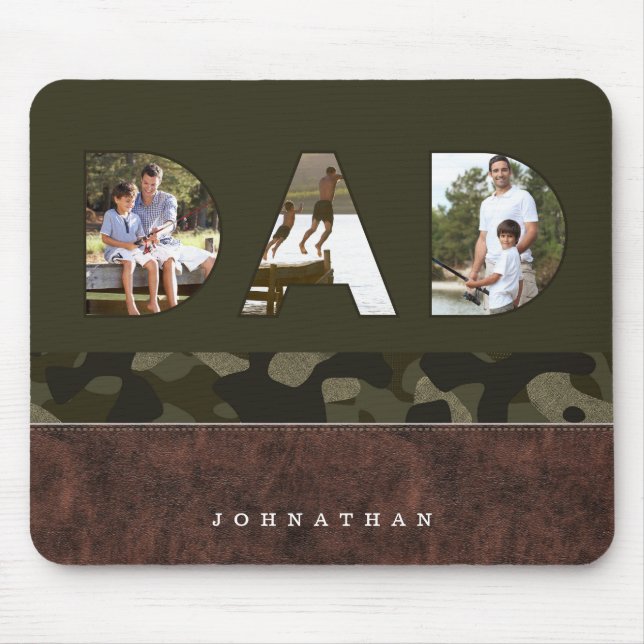 Tapis De Souris Cadre photo DAD Camouflage vert Motif et cuir (Devant)