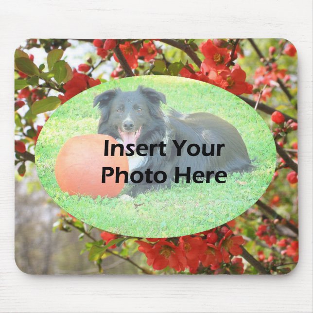 Tapis De Souris Cadre photo floral en fleurs rouges (Devant)