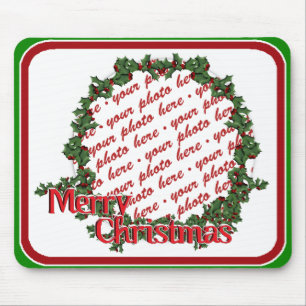 Tapis De Souris Cadre photo Holly Wreath Circle