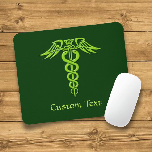 Tapis De Souris Caducée Nœud Celtique Vert (Créateur téléchargé)