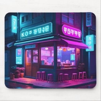 Tapis De Souris Café Coréen Neon LoFi Art