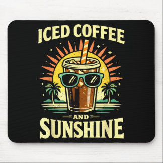 Tapis De Souris Café glacé et soleil drôle été plage