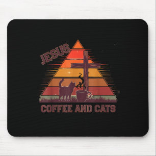 Tapis De Souris Café Jésus Chats Drôle Mignon Design Amateurs de J