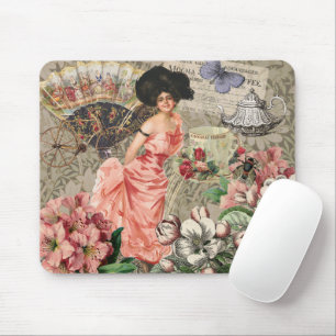 Tapis De Souris Café Lady Victorian Femme Rose Classy