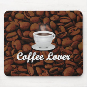 Tapis De Souris Café Lover, White Cup/haricots Brown