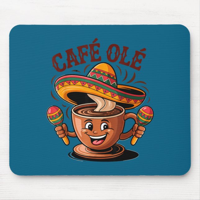 Tapis De Souris Café mexicain Cinco de mayo olé café drôle  (Devant)
