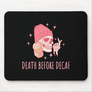 Tapis De Souris Café Mort Avant Décaféiné Crâne Squelette
