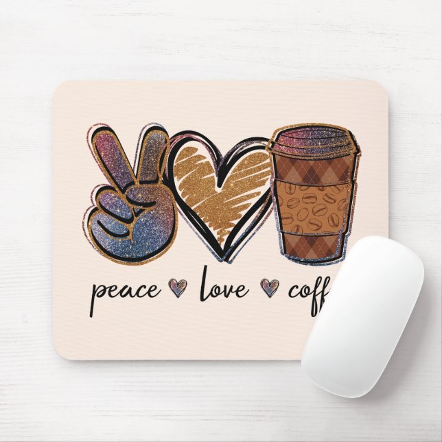 Tapis De Souris Café Peace Love (Avec souris)
