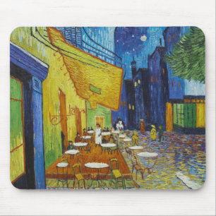 Tapis De Souris Café Terrasse En soirée par Vincent Van Gogh