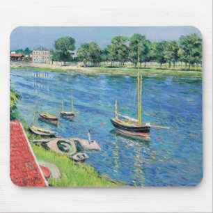 Tapis De Souris Caillebotte - Seine à Argenteuil, Bateaux à l'ancr