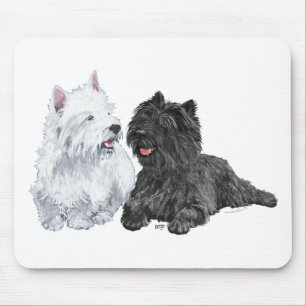 Tapis De Souris Cairn noir et Terriers West Highland