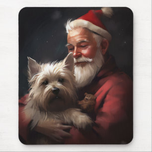 Tapis De Souris Cairn Terrier avec le Père Noël Fête de Noël