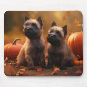Tapis De Souris Cairn Terrier Chiot Automne Citrouille de plaisir