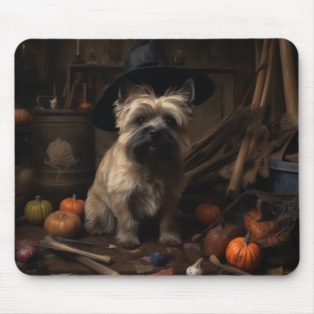 Tapis De Souris Cairn Terrier Citrouilles Halloween effroi (Devant)