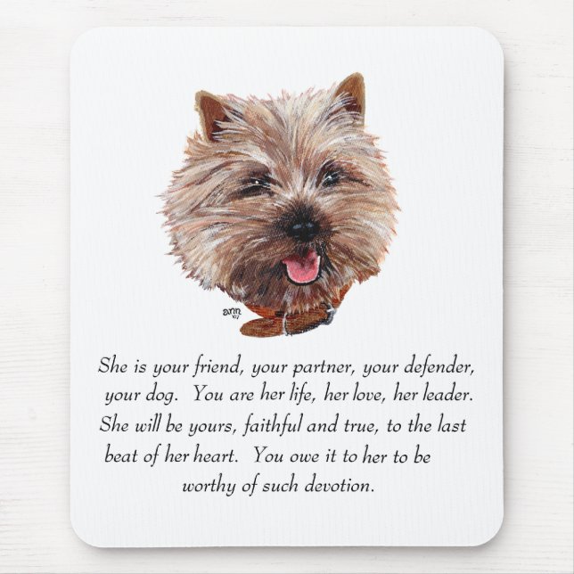 Tapis De Souris Cairn Terrier Keepsaké - FEMELLE (Devant)