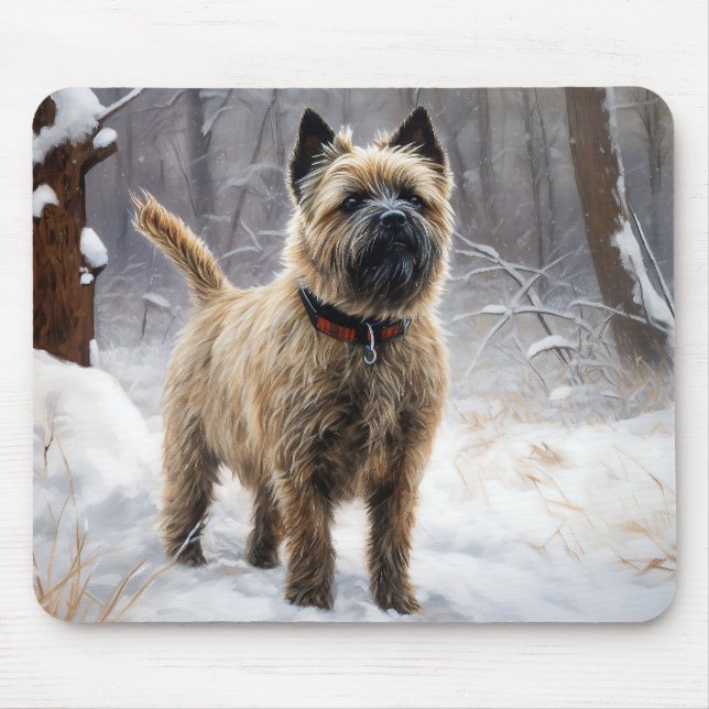 Tapis De Souris Cairn Terrier Qu'Il Neige Noël (Devant)