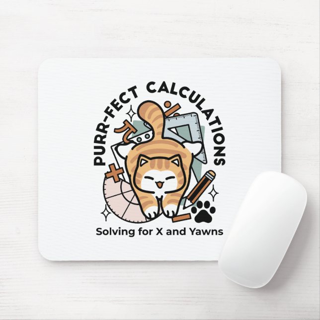 Tapis De Souris Calculs Parfaits – Création de chat de maths drôle (Avec souris)