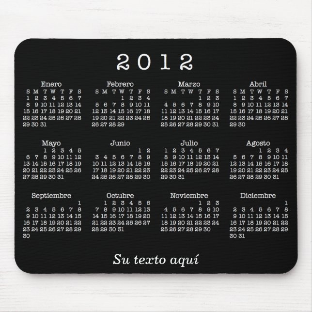 Tapis De Souris Calendario 2012 Españoles (Devant)