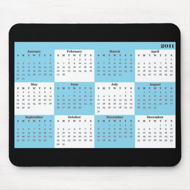 Tapis De Souris Calendrier 2011 bleu Mousepad (Devant)