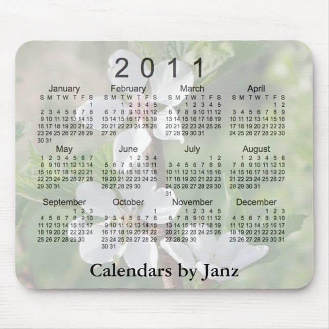 Tapis De Souris Calendrier 2011 floral (Devant)