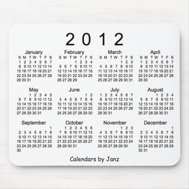 Tapis De Souris Calendrier 2012 (Devant)