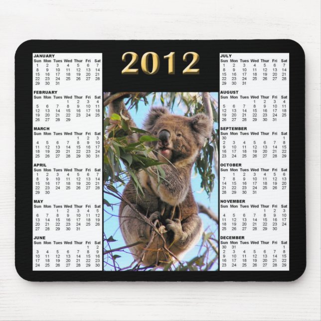 Tapis De Souris Calendrier 2012 de koala Mousepad (Devant)