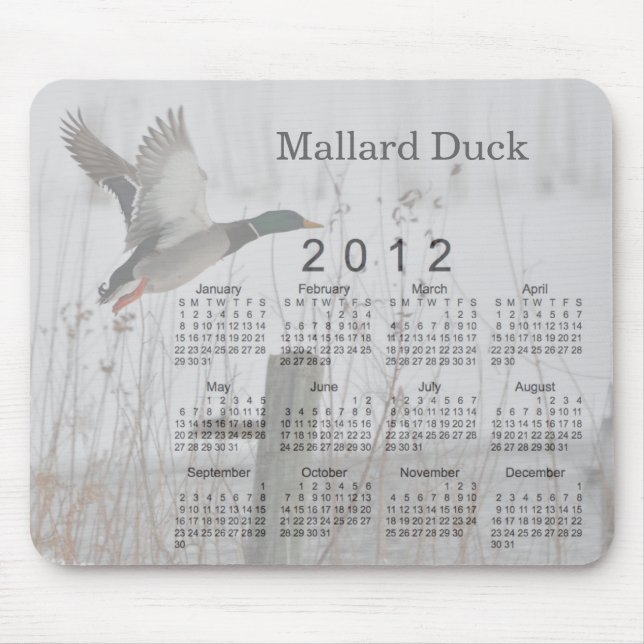 Tapis De Souris Calendrier 2012 d'oiseau (Devant)