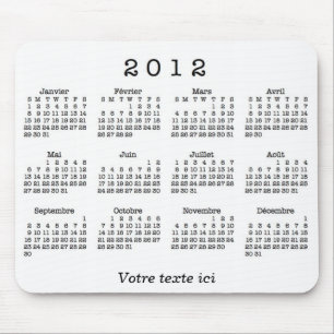 Tapis De Souris Calendrier 2012 français