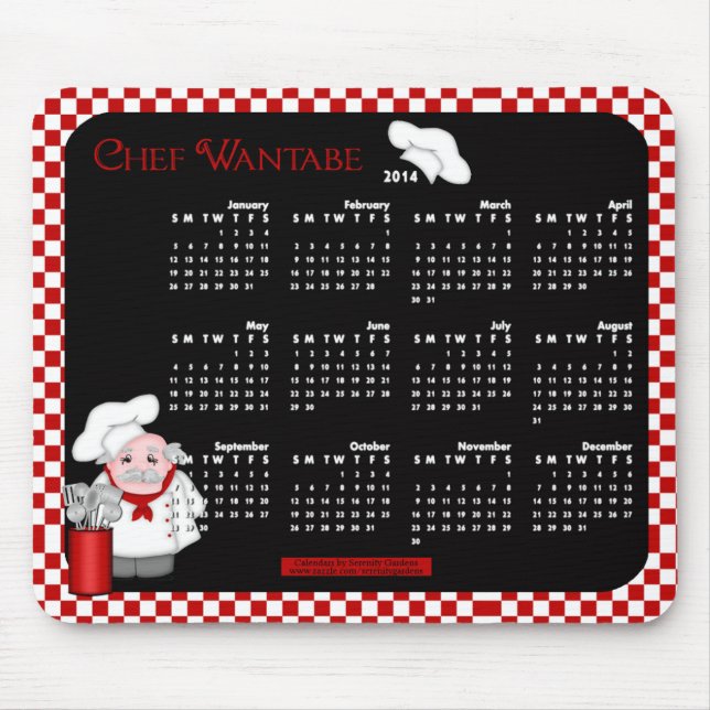 Tapis De Souris Calendrier 2014 Souris Pad-Chef Wantabe (Devant)