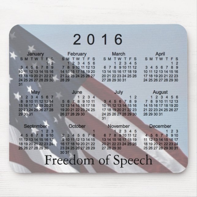 Tapis De Souris Calendrier 2016 de liberté par Janz Mousepad (Devant)