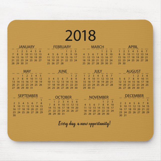 Tapis De Souris Calendrier 2018 (Devant)