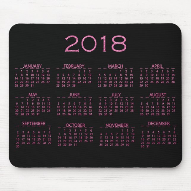 Tapis De Souris Calendrier 2018 Black Bright Vivid Parties scintil (Devant)