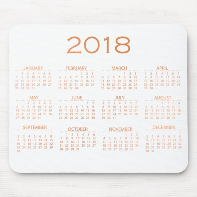 Tapis De Souris Calendrier 2018 Blanc Delicate Rose or (Devant)