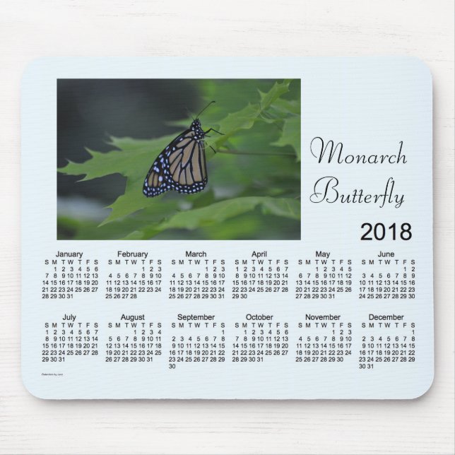 Tapis De Souris Calendrier 2018 de papillon de monarque par Janz (Devant)