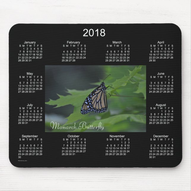 Tapis De Souris Calendrier 2018 de papillon de monarque par le (Devant)